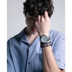 Pulsera Viceroy Acero Y Piel Azul Hombre Magnum 14129p01013