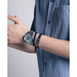 Pulsera Viceroy Acero Y Piel Azul Hombre Magnum 14129p01013