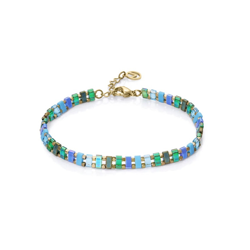 Pulsera Viceroy Acero Dorado y Cristales Verde y Azul  14167p01016