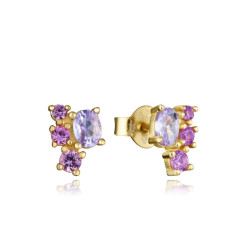 Pendientes Viceroy Flor con Circonitas en Plata con Baño de Dorado 9129E100-37