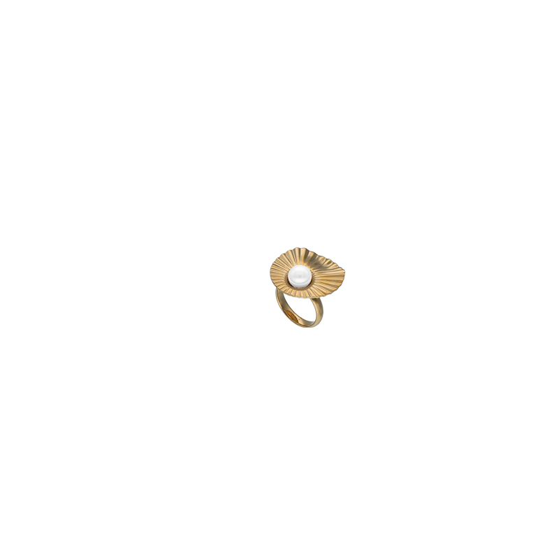 Anillo Acero Perla Majorica Talla 15