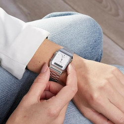 Reloj Casio AQ-230A-7DMQYES Plata · Analógico + Digital · Retro Vintage Unisex