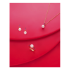 Collar Mujer Perla Majorica Plata Dorada Circonita Rojo Rubí