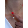 Collar Mujer Perla Majorica Plata Dorada Circonita Rojo Rubí