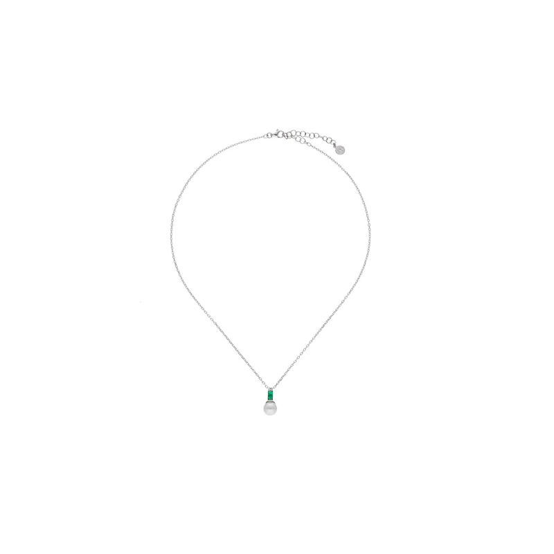 Collar Mujer Perla Majorica Plata Circonita Verde