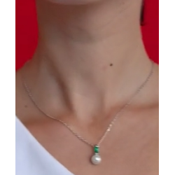 Collar Mujer Perla Majorica Plata Circonita Verde