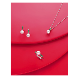 Collar Mujer Perla Majorica Plata Circonita Verde