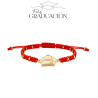 Pulsera Graduacion Hilo Rojo Plata Dorada Personalizable