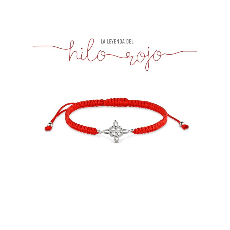 Pulsera Hilo Rojo Nudo De Brujas Plata Amuleto Proteccion