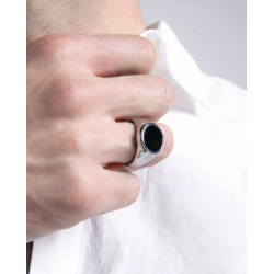 Sello Acero Y Piedra Natural Negra Talla 20 14119a02010