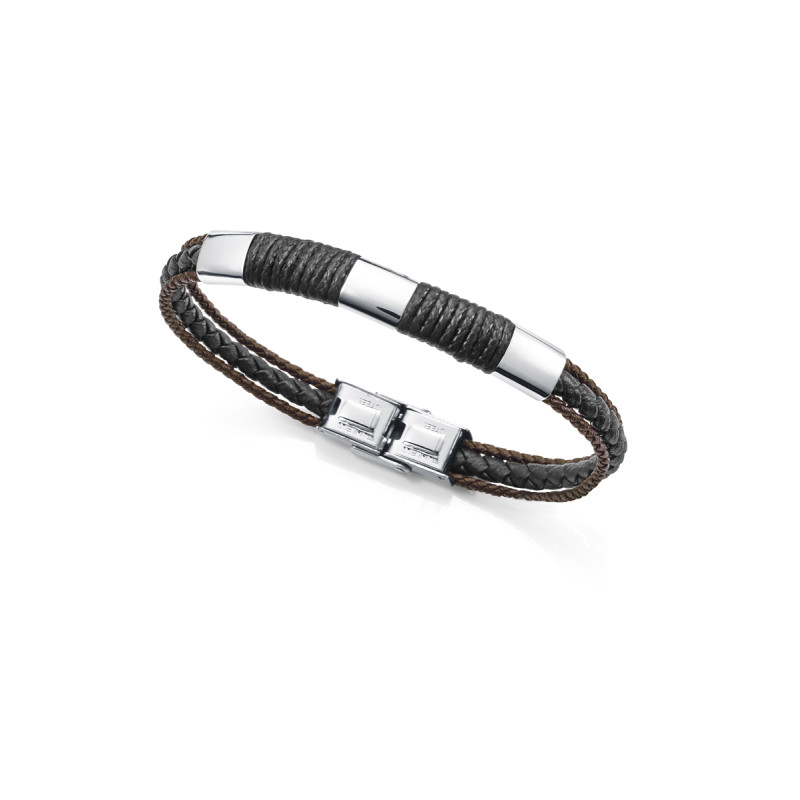 Pulsera Piel Negra y Marrón y Acero Viceroy Hombre 14188p01010