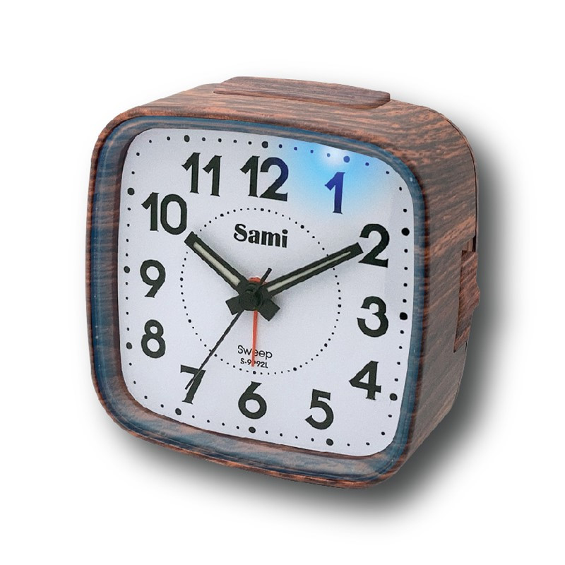 Despertador Silencioso Luz Led Azul Wood S-992-l-4