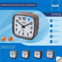 Despertador Silencioso Luz Led Azul Wood S-992-l-4