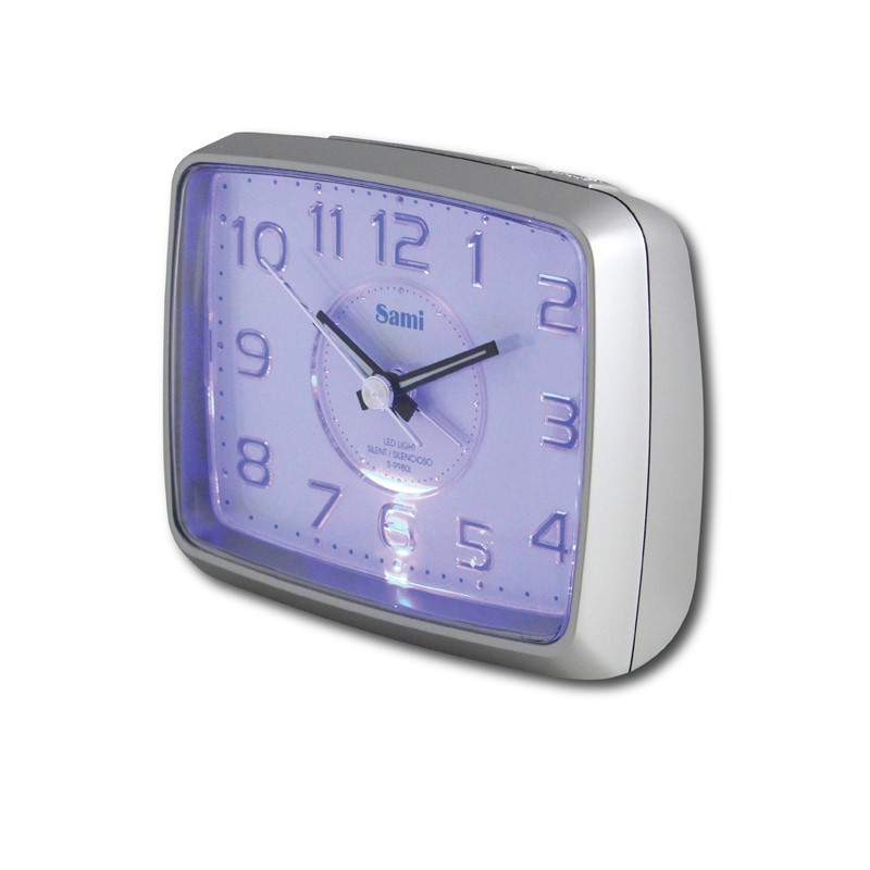 Despertador Sami Rectangular Silencioso, Luz Led S-9980l-1