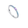 Anillo Viceroy Mujer Plata 1ª Ley Rodio con Circonitas Azules y Lila Talla 1