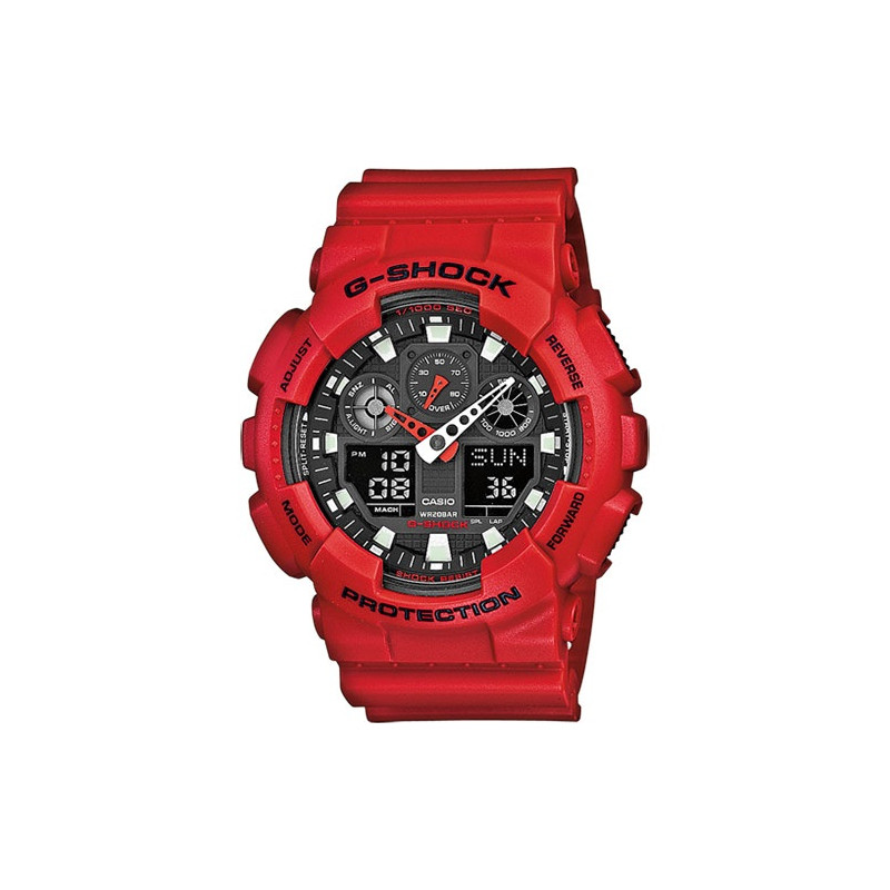 Reloj G-schock Rojo Resistencia Resina Ga-100b-4aer