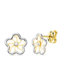 PENDIENTES ORO BICOLOR FLOR...