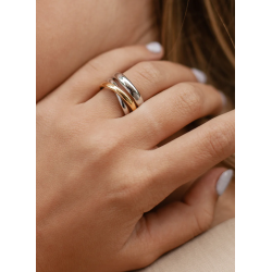 Anillo Mujer Plata Bicolor triple Aro Talla Grande 20