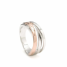 Anillo Plata Bicolor Rosa Mujer Ancho  Talla 18 Grande