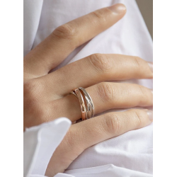 Anillo Plata Bicolor Rosa Mujer Ancho  Talla 18 Grande