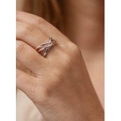 Anillo Plata Mujer  Bicolor Ancho Talla Grande 20