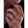 Anillo Mujer Plata Doble Circonitas Solitario + Carril Talla 14