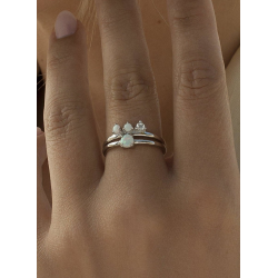 Par Anillos Finos Plata Cuarzos Adamantinos y Circonita Talla 14