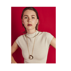 Collar Largo Acero Dorado Perla Majorica Colgante Grande XL l