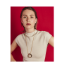 Collar Largo Acero Dorado Perla Majorica Colgante Grande XL l