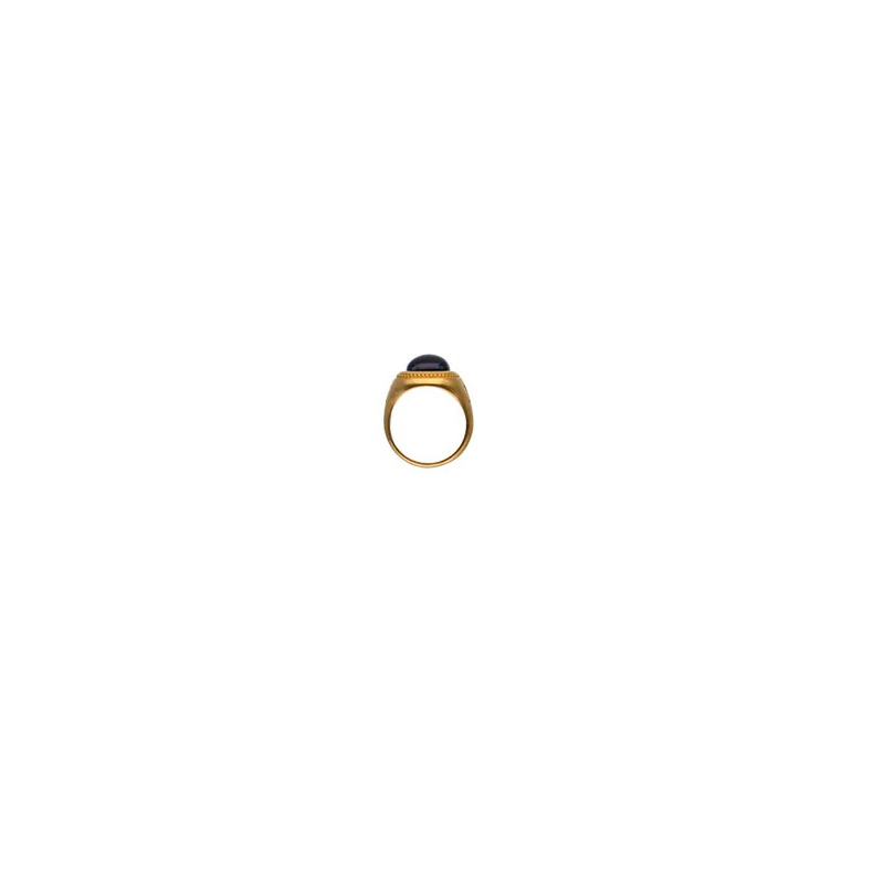 Sello Plata Dorada Majorica Perla Negra Talla 19
