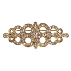 Broche Mantilla Lilah Dorado con Cristal para Novia y Fiesta 8,5 x 3,5 cm