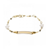Pulsera Oro 18k Bicolor Infantil Flor con Chapa Personalizable Bebe Niña