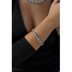 Pulsera Plata Rosa Mujer Fiesta Pedreria Tonos Lila Azul