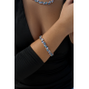 Pulsera Plata Rosa Mujer Fiesta Pedreria Tonos Lila Azul