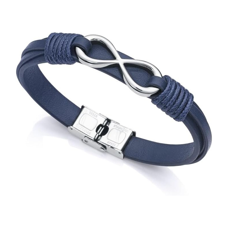 Pulsera Viceroy Acero y Piel Azul Hombre 1465p01013 Infinito