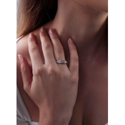 Anillo Plata Carril Circonitas Brillantes Mujer Talla 16