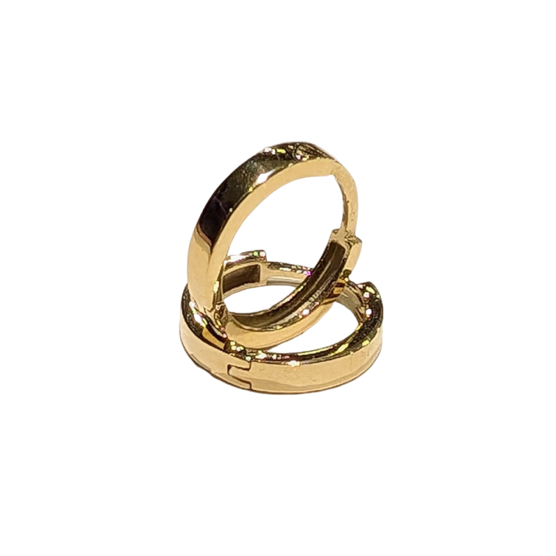 Aros Oro 18k Cierre Fácil Click 13mm x 2.5mm Dorado Tubo Cuadrado