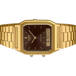 Reloj Casio Analogico digital Vintage Dorado Unisex Esfera Marrón Aq-230ga-5amqyes