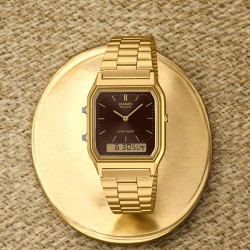 Reloj Casio Analogico digital Vintage Dorado Unisex Esfera Marrón Aq-230ga-5amqyes
