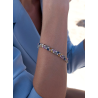 Pulsera Plata Ley Piedras Multicolor Rosa Azul Amarillo Mujer Fiesta