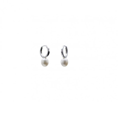 Pendientes Plata Perla Blanca Mujer Colgante