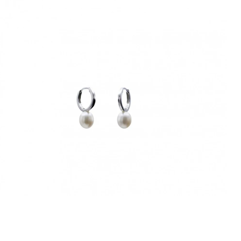 Pendientes Plata Perla Blanca Mujer Colgante