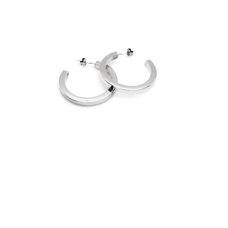 Aros Plata Grandes Gruesos Cuadrados Mujer