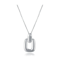 Collar Mujer Plata de Ley Rodiada con Colgante Rectangular 42 cm