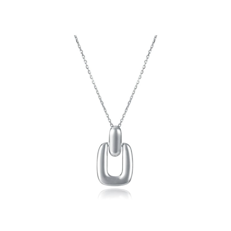 Collar Mujer Plata de Ley Rodiada con Colgante Rectangular 42 cm