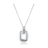 Collar Mujer Plata de Ley Rodiada con Colgante Rectangular 42 cm