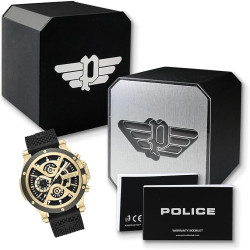 Reloj Police Hombre Surigano Negro y Dorado Pewjq2110501
