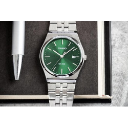 Reloj Casio Hombre MTP-B145D-3avef – Acero Inoxidable, Esfera Verde, Analógico con Fecha, 5 Bar