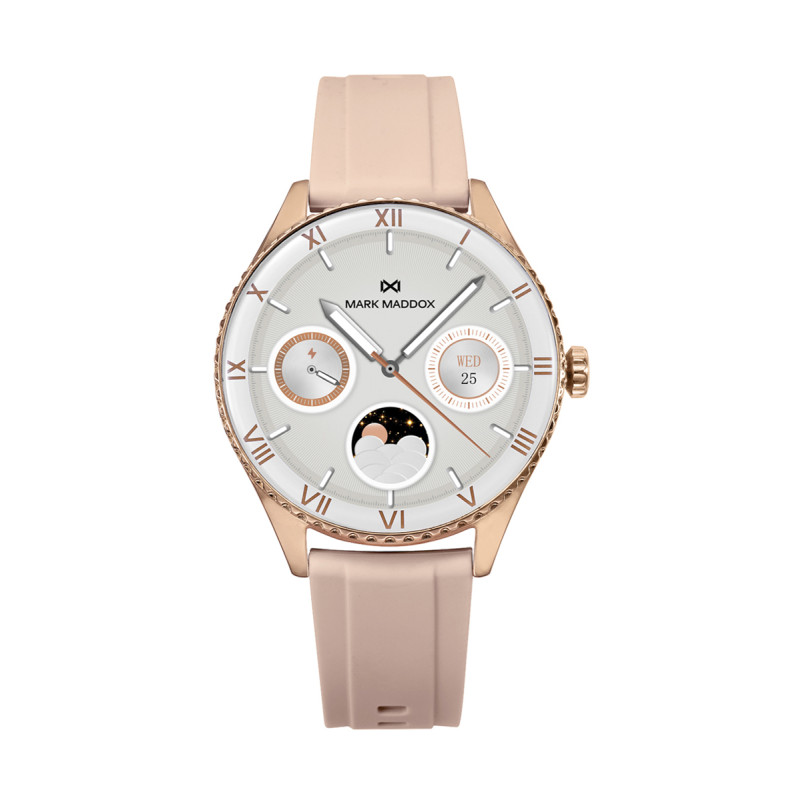 Reloj Smart Mark Maddox de metal Ip rosa con correa silicona rosa Ms2001-70