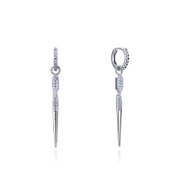 Pendientes de plata de primera ley con baño de rodio con aro con colgante 2322e000-30